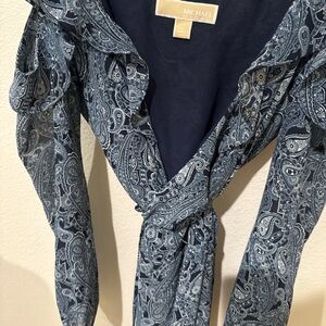 Michael Kors Navy Paisley Top